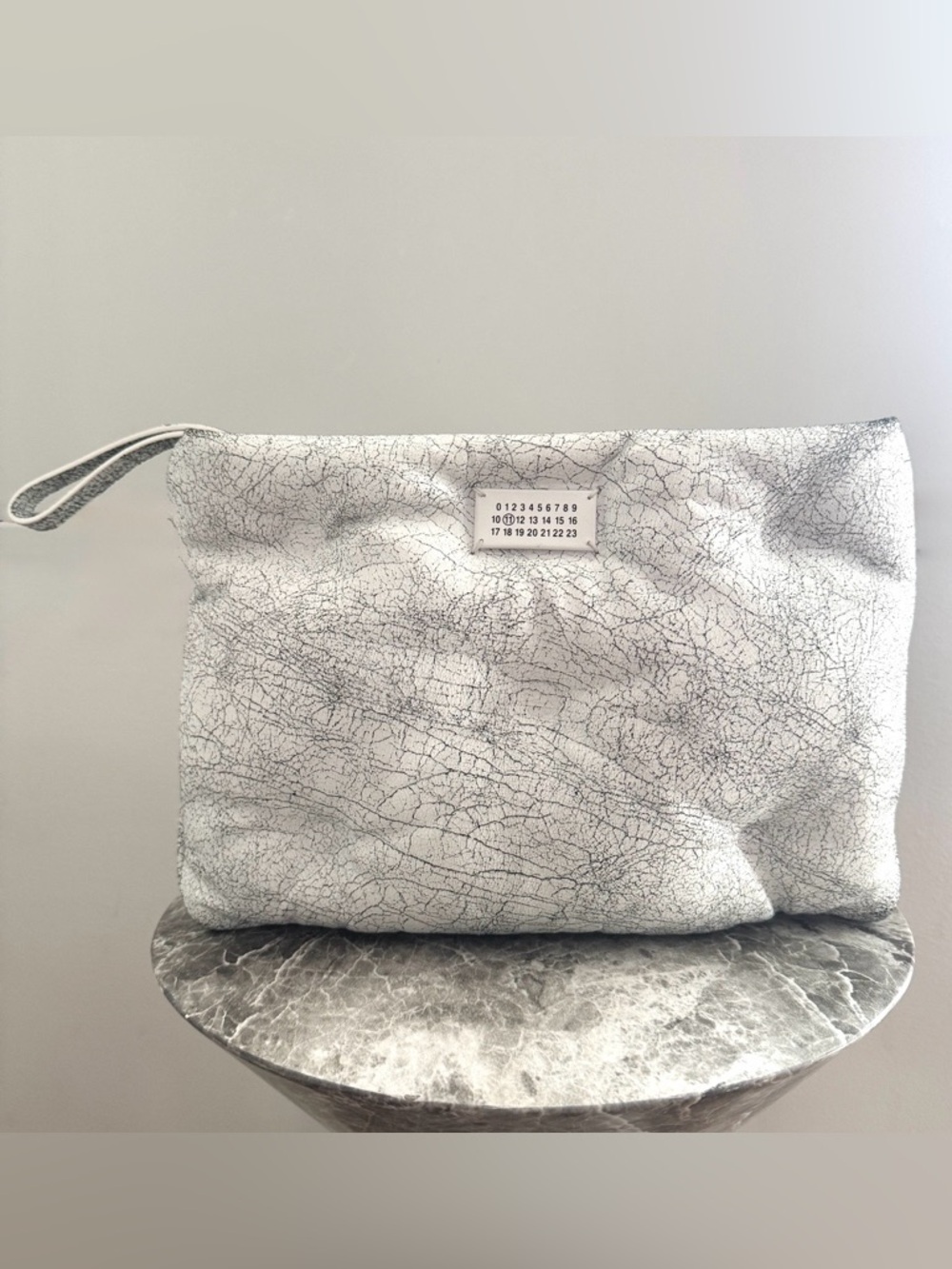 Maison Margiela Oversized Cracked Leather Clutch – Iconic Label Detail